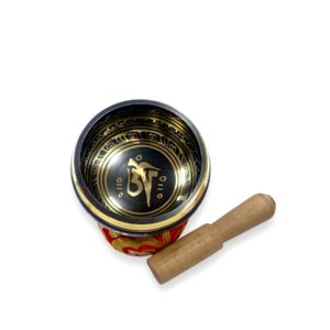 Cuenco 8.5 cm Tibetano Om Negro Con Cojin Y Palito